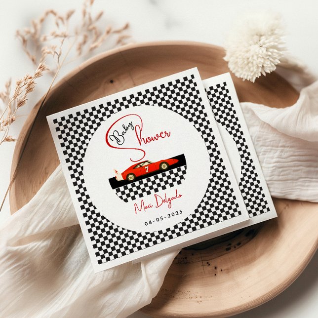 Race Car Boy Baby Shower | Little Racer Party Napkins (Creator Uploaded)