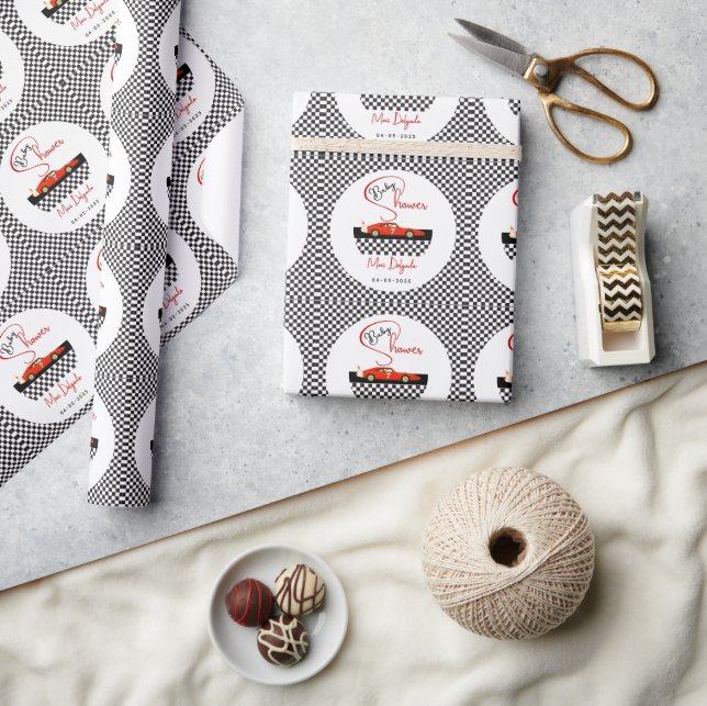 Race Car Boy Baby Shower | Little Racer Party Wrapping Paper (Crafts)