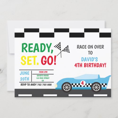 Race Car Boy Birthday Party Car Invitation