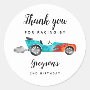 Race Car Boy Birthday Party  Classic Round Sticker