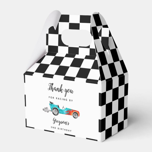 Race Car Boy Birthday Party Favor Boxes (Front Side)