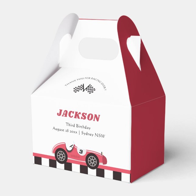 Race Car Boy Birthday Party Favor Boxes (Front Side)