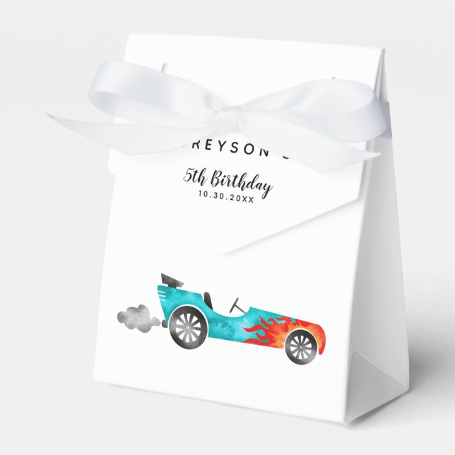 Race Car Boy Birthday Party Favor Boxes (Front Side)
