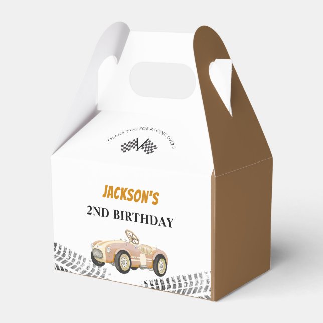 Race Car Boy Birthday Party Favor Boxes (Front Side)