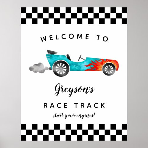Race Car Boy Birthday Party Welcome Sign