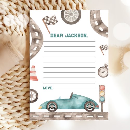 Race Car Boy Birthday Time Capsule Note Card