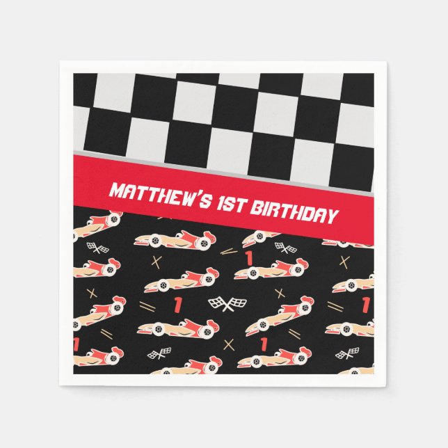 Race Car Boys First Birthday  Napkins (Front)