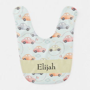 Race Car Boys Personalized with Track and Roads Baby Bib