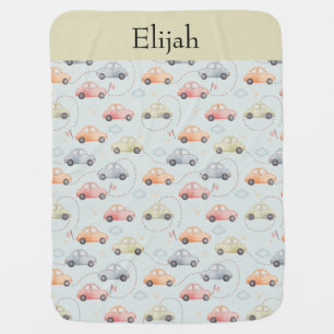 Race Car Boys Personalized with Tracks and Roads Baby Blanket