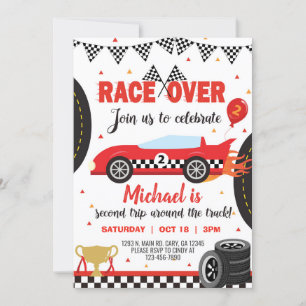 Race car, cars, racing boy 2nd birthday invite. in invitation