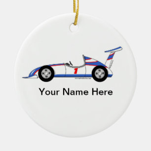 Race Car Ceramic Ornament