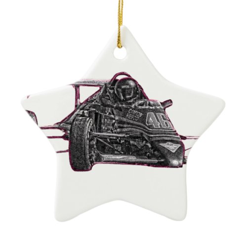 Race Car Ceramic Ornament