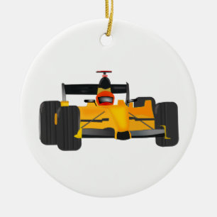 race-car ceramic ornament