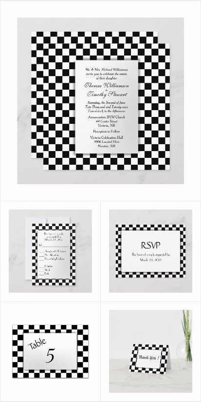 Race Car Checker Flag Wedding Invitation Suite