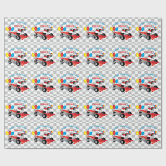 Race Car Checkered Boy's Birthday Wrapping Paper