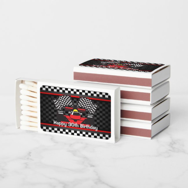 Race Car Checkered Design Matchbox Favor