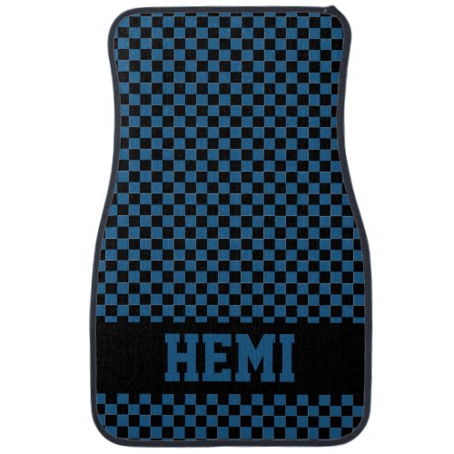 Race Car Checkered Flag B5 Blue Hemi Car Floor Mat