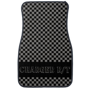 Race Car Checkered Flag Billet Grey Car Floor Mat