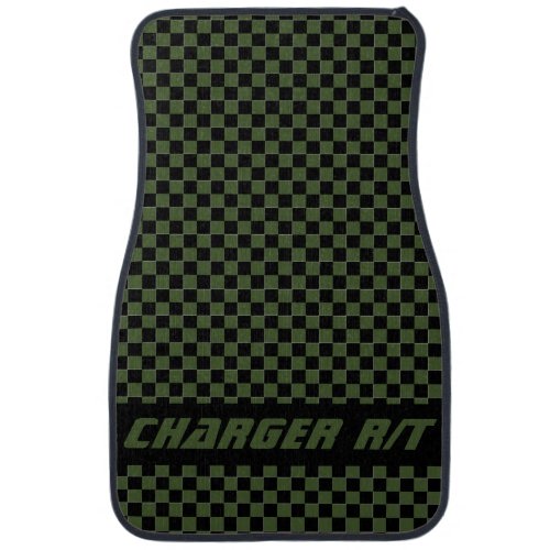 Race Car Checkered Flag Custom Hotrod F8 Green Car Floor Mat