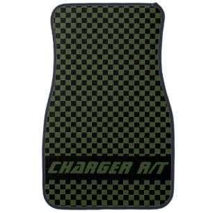 Race Car Checkered Flag Custom Hotrod F8 Green Floor Mat