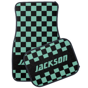 Race Car Checkered Flag Pattern DIY Color & Text Car Mat