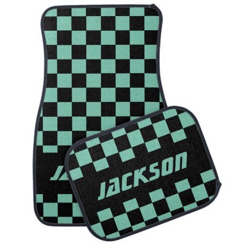 Race Car Checkered Flag Pattern  DIY Color  Text Car Mat