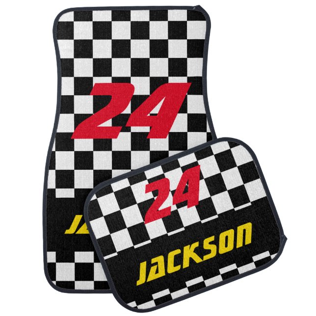 Race Car Checkered Flag Pattern | DIY Color & Text Mat (Set)