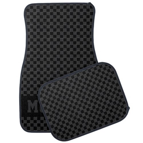 Race Car Checkered Flag Sterling Grey Car Floor Mat