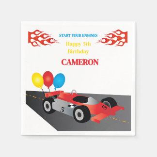 Race Car Checkered Start Your Engines Birthday Napkins