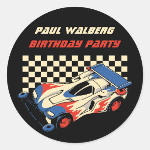 Race Car Classic Round Sticker