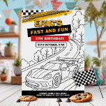 Race Car Coloring Birthday Party Invitation
