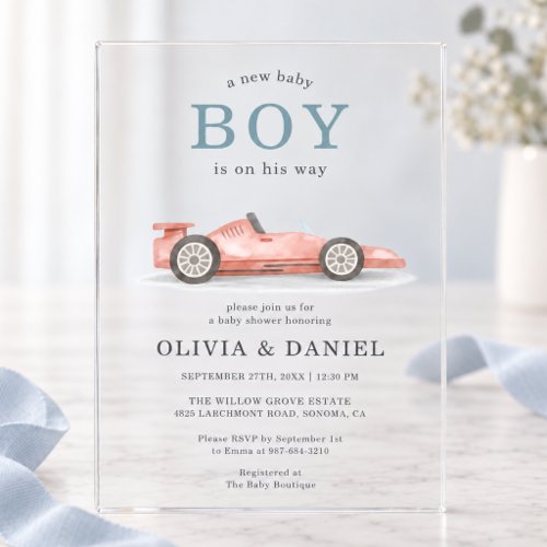 Race Car baby shower invitation