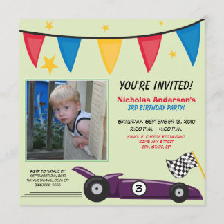 Race Car Custom Birthday Party Invitation (green)