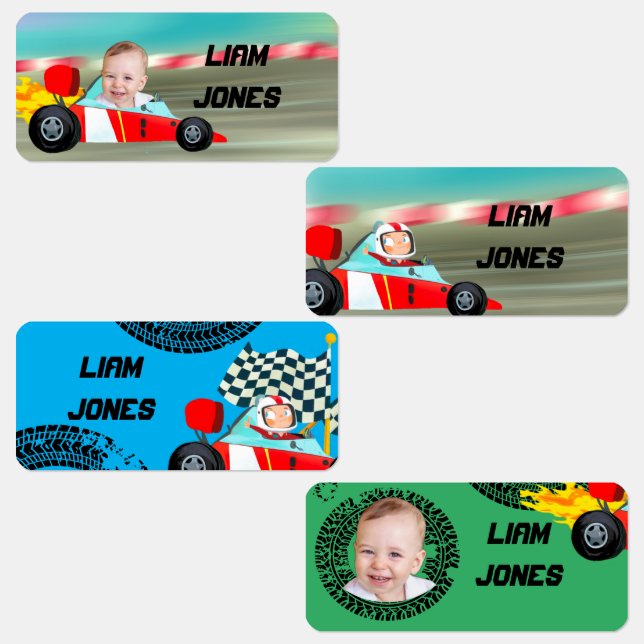 race car custom photo labels (Group)