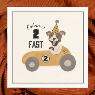 Race Car Dog Boys Two Fast Birthday Party Napkins