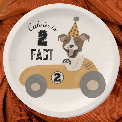 Race Car Dog Boys Two Fast Birthday Party  Paper Plates