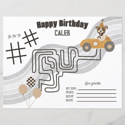 Race Car Dog Reversible Coloring Activity Page