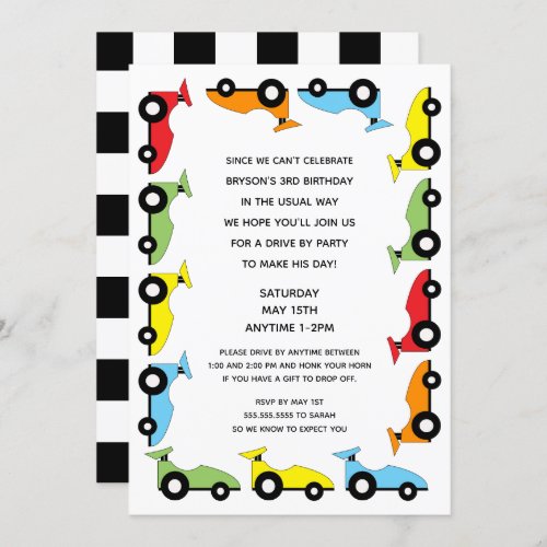 Race Car Drive By Birthday Party Invitation