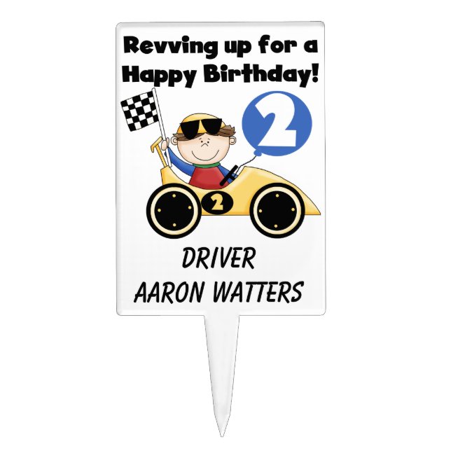 Race Car Driver 2nd Birthday Cake Topper (Front)