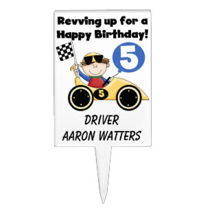 Race Car Driver 5th Birthday Cake Topper