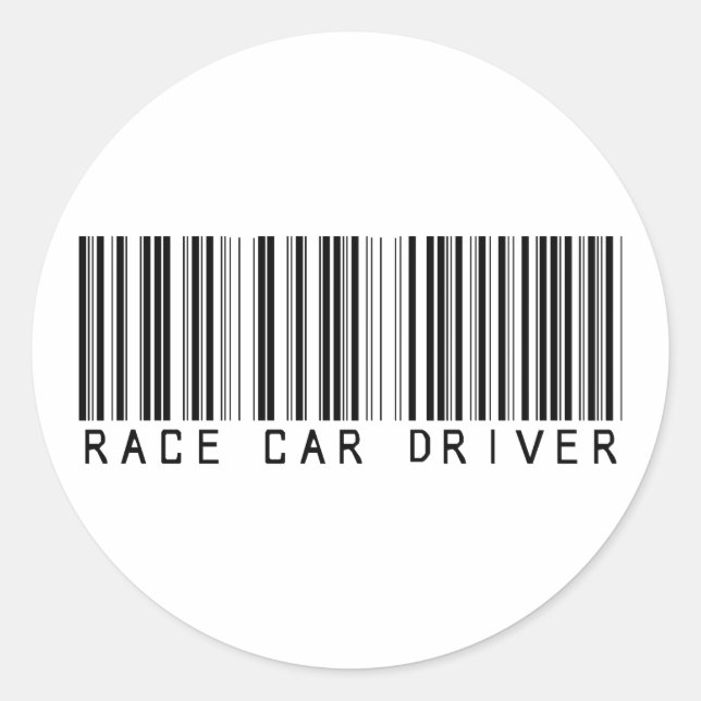 Race Car Driver Bar Code Classic Round Sticker (Front)
