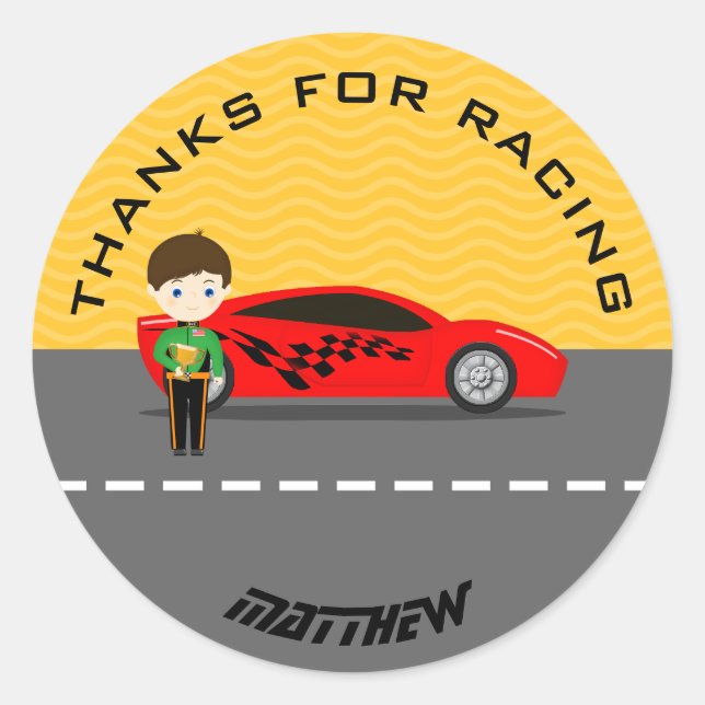 Race Car Driver Classic Round Sticker (Front)