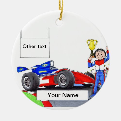 Race Car Driver Indy _ Female Ceramic Ornament