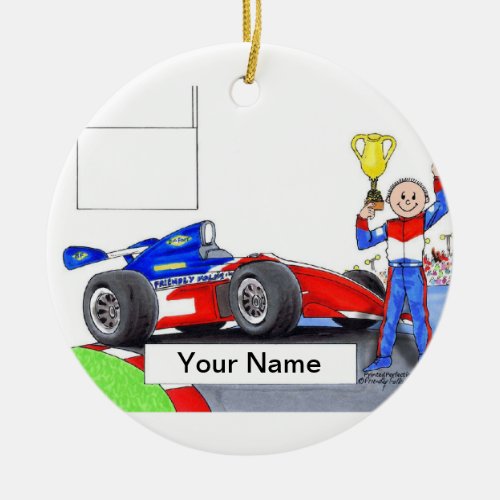 Race Car Driver Indy _ Male Ceramic Ornament