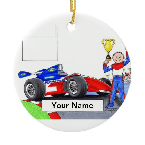 Race Car Driver, Indy - Male Ceramic Ornament