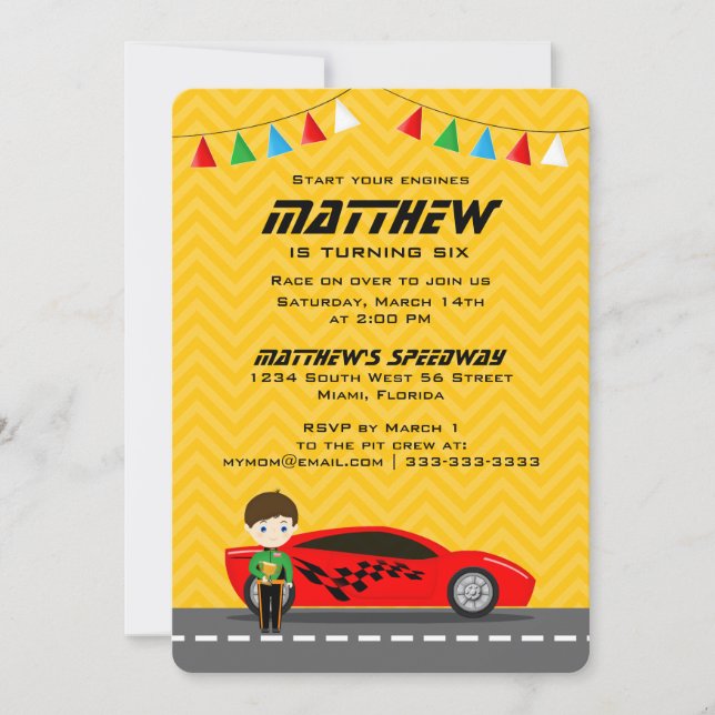 Race Car Driver Invitation (Front)
