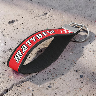 Race Car Driver Name Motorsport Wrist Keychain