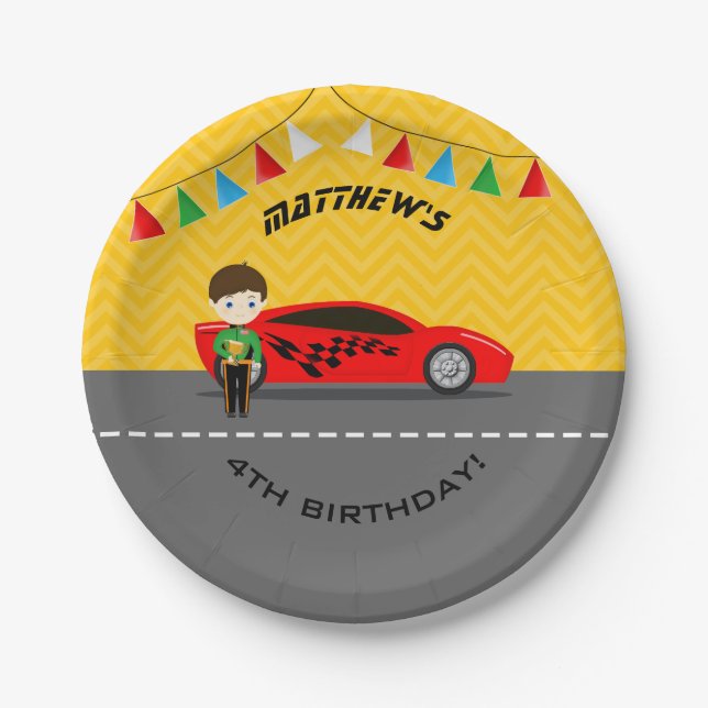 Race Car Driver Paper Plates (Front)