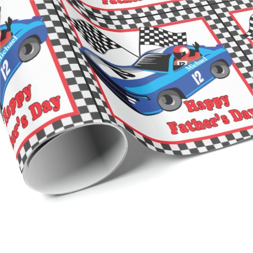 Race Car Driver Personalized  Fathers Day Gift Wrapping Paper