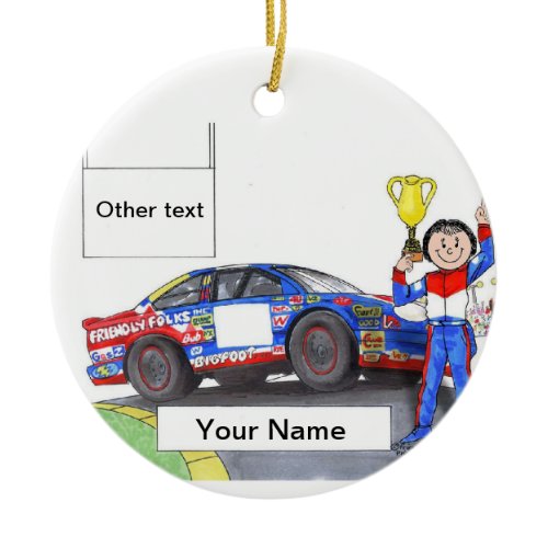 Race Car Driver, Stock - Female Ceramic Ornament